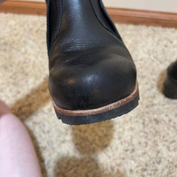 Sorel Size 7 Fiona Wedge Lux Leather Ankle Boots Black Pull On - Picture 15 of 16